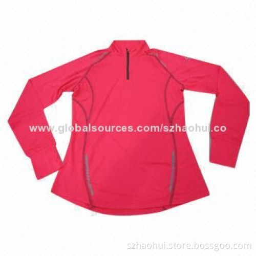 Women's 100% Dry-fit Polyester Long Sleeve Sports Shirt with Special Design, OEM Orders Welcomed